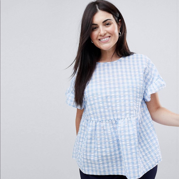 Blue gingham top - Picture 1 of 4